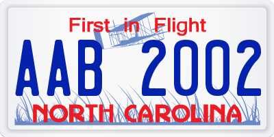 NC license plate AAB2002