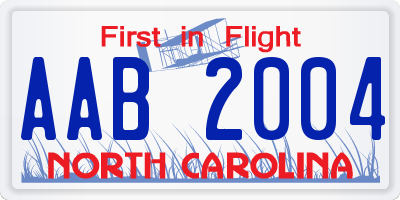 NC license plate AAB2004