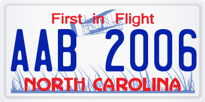 NC license plate AAB2006