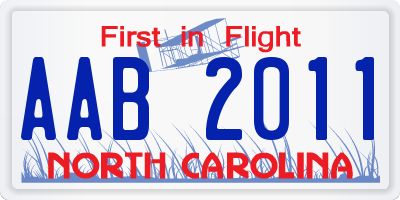 NC license plate AAB2011