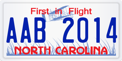 NC license plate AAB2014