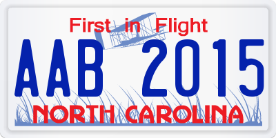 NC license plate AAB2015