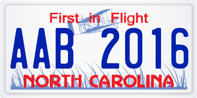 NC license plate AAB2016