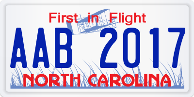 NC license plate AAB2017