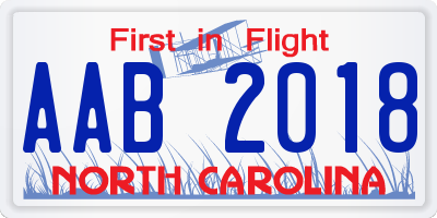 NC license plate AAB2018