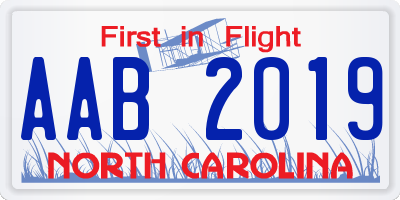 NC license plate AAB2019