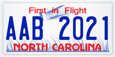 NC license plate AAB2021