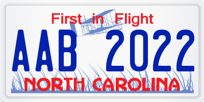 NC license plate AAB2022