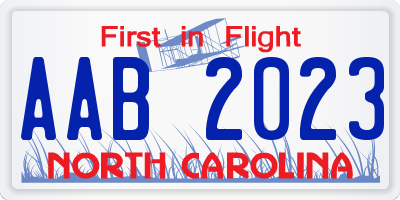 NC license plate AAB2023