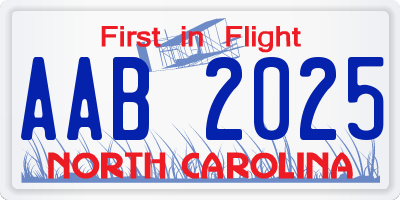 NC license plate AAB2025