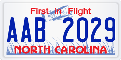 NC license plate AAB2029