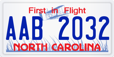 NC license plate AAB2032