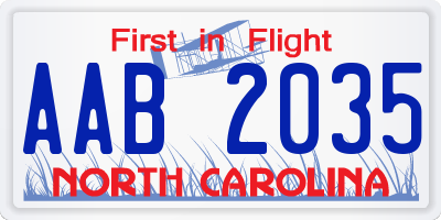 NC license plate AAB2035