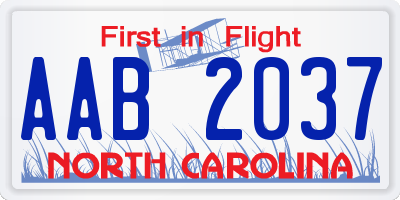 NC license plate AAB2037