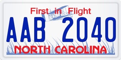 NC license plate AAB2040