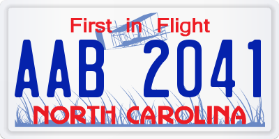 NC license plate AAB2041