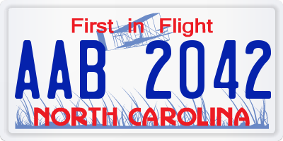NC license plate AAB2042