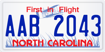 NC license plate AAB2043