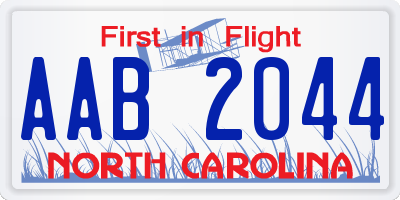 NC license plate AAB2044