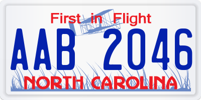 NC license plate AAB2046