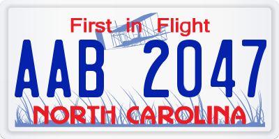 NC license plate AAB2047