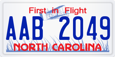 NC license plate AAB2049