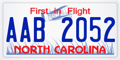 NC license plate AAB2052