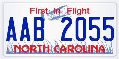 NC license plate AAB2055