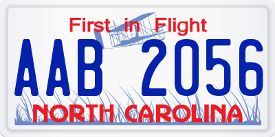 NC license plate AAB2056