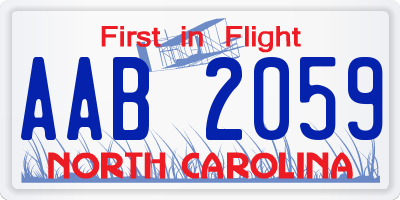 NC license plate AAB2059