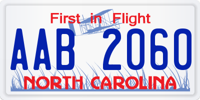 NC license plate AAB2060