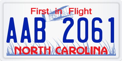 NC license plate AAB2061