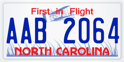 NC license plate AAB2064