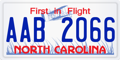 NC license plate AAB2066