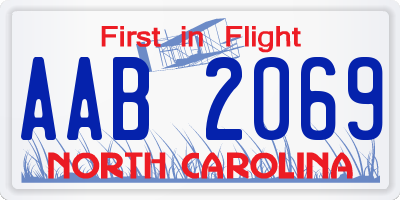 NC license plate AAB2069