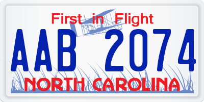 NC license plate AAB2074