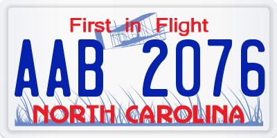 NC license plate AAB2076
