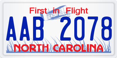 NC license plate AAB2078