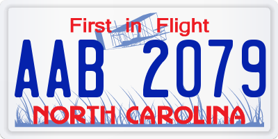 NC license plate AAB2079