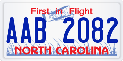 NC license plate AAB2082