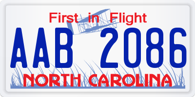 NC license plate AAB2086