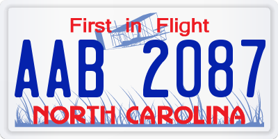 NC license plate AAB2087