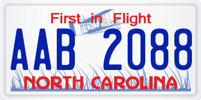 NC license plate AAB2088