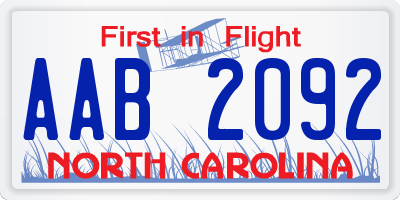 NC license plate AAB2092