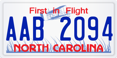 NC license plate AAB2094