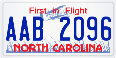 NC license plate AAB2096
