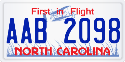 NC license plate AAB2098