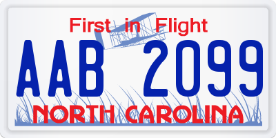 NC license plate AAB2099
