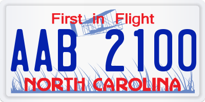NC license plate AAB2100