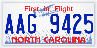 NC license plate AAG9425